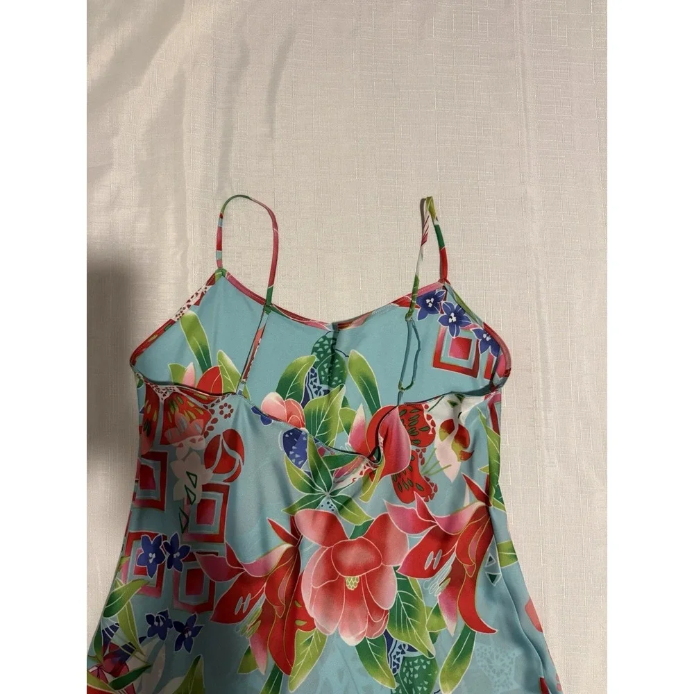 Natori Star Blossom L Robe & Gown Set Silky Floral Kimono Luxury Lounge Resort